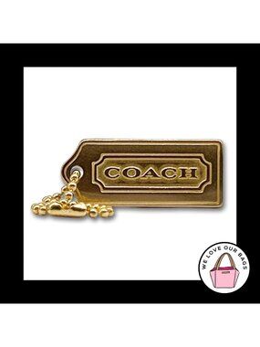 NEW Rare VINTAGE COACH Thick Gold Brass Metal KeyFob Bag Charm Keychain Hang Tag